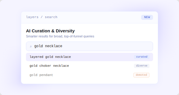 AI curation and diversity search result controls