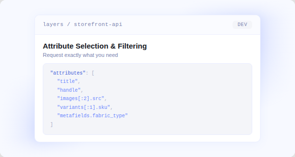 Attribute selection and filtering for the Layers Storefront API