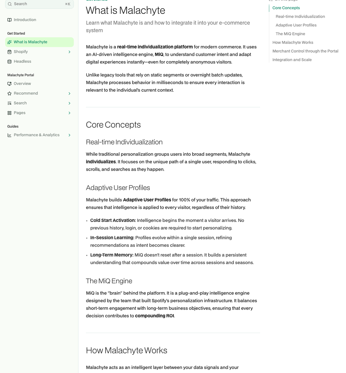 Malachyte documentation describing Adaptive User Profiles built for 100 percent of traffic including anonymous visitors